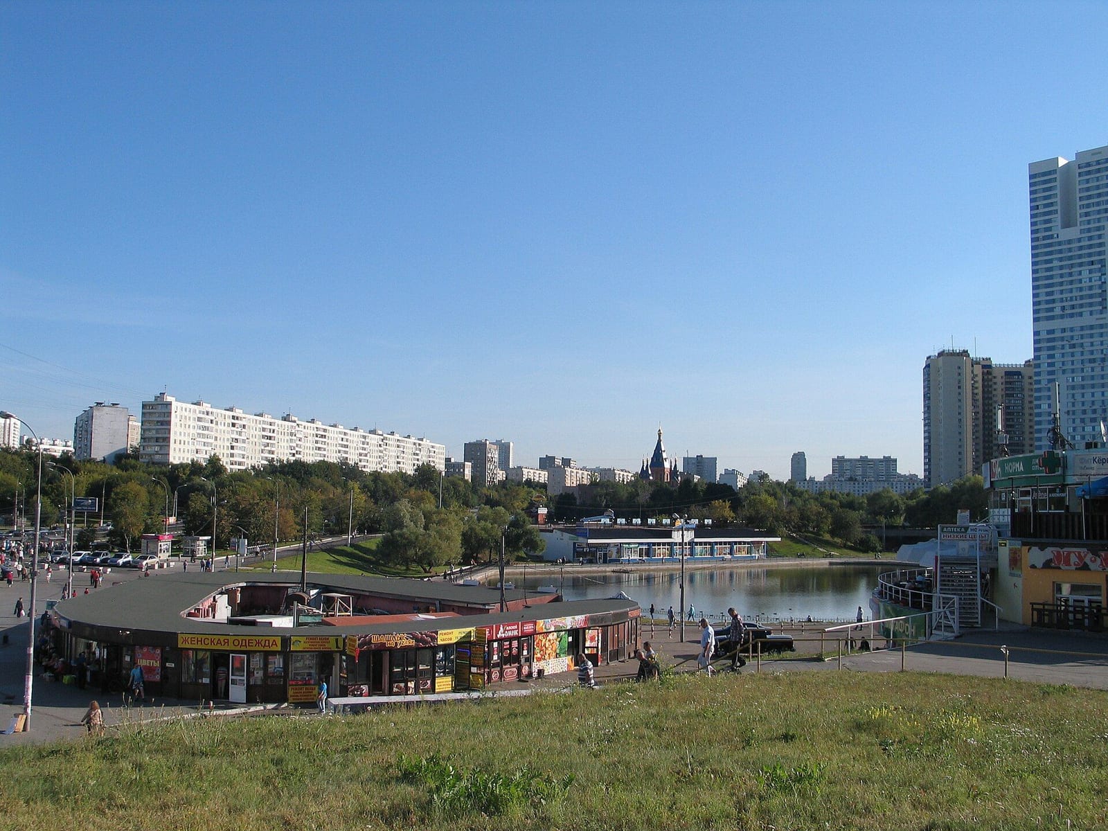 Чертановский пруд у станции метро «Чертановская». Пруды района лежат в долине речки Чертановки. август 2015