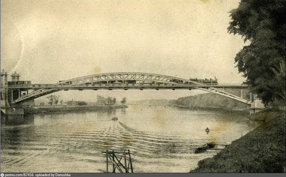 Андреевский мост Окружной железной дороги, построенный в 1905–1907 годах. Почтовая открытка. 1925