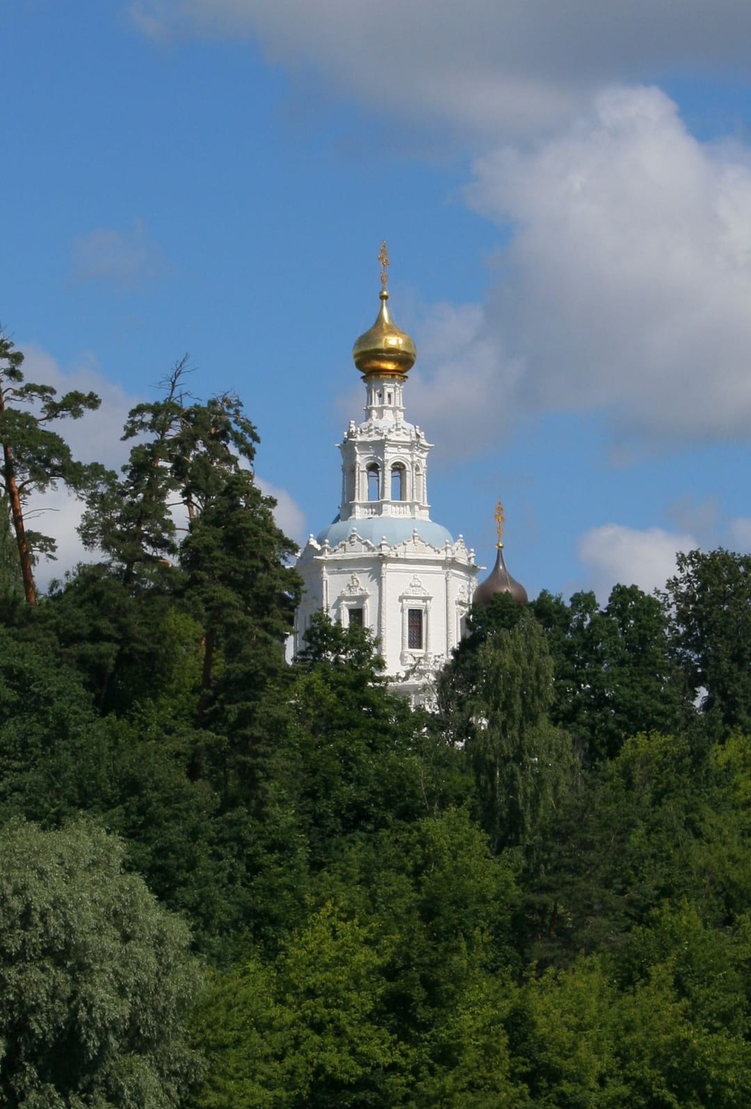 Церковь Троицы на высоком берегу Москвы-реки, вид из Серебряного Бора. июнь 2010