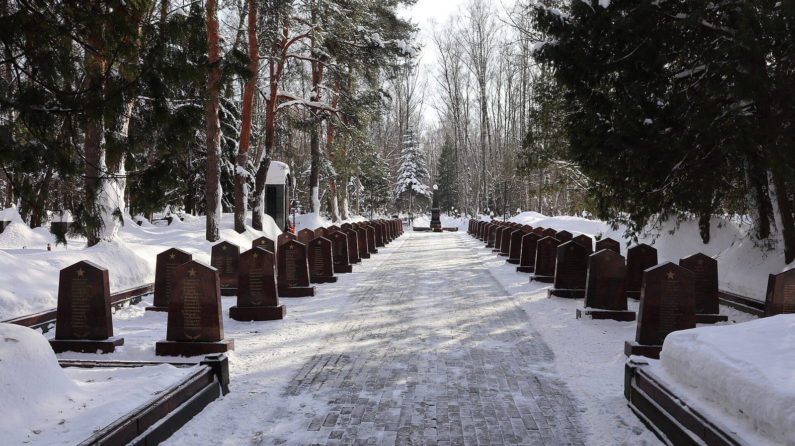 Братская могила на Востряковском кладбище. Кладбище и 27 могил на нём внесены в реестр памятников. февраль 2024